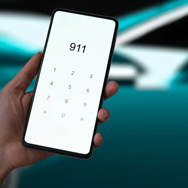 Emergency 911 phone call - person dialing emergency services for urgent medical care in Franklin MA